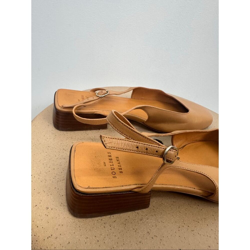 Sezane Women’s Livie Babies Smooth Honey Leather Tan  Mary Jane Flats - Picture 6 of 16